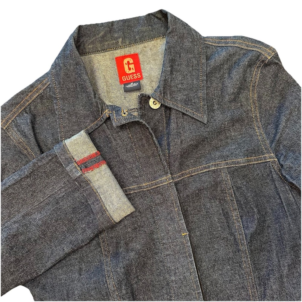 VTG Guess Women's Sz Medium Premium Denim Jacket Y2K Hidden Buttons‎